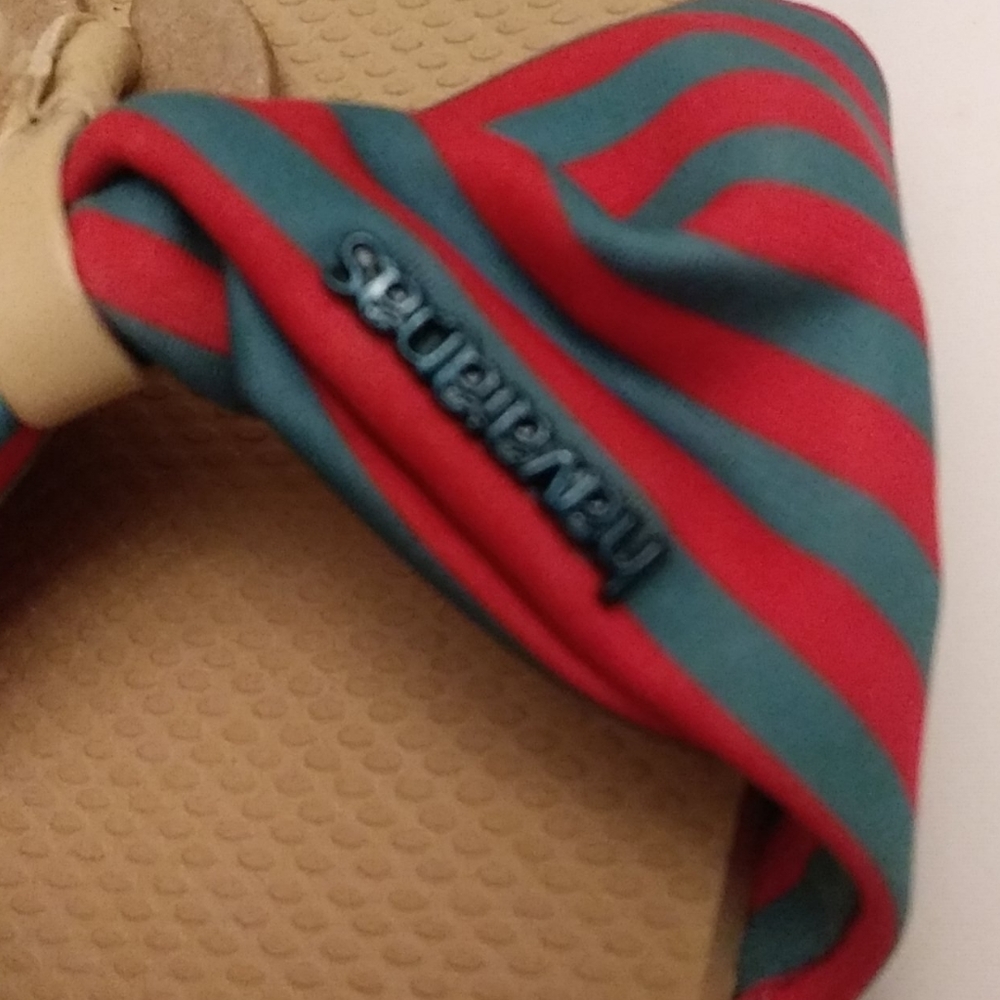 Havaianas You St. Tropez Flip Flops. Thong Style 7/8, Red and Blue Fabric. - Picture 7 of 12